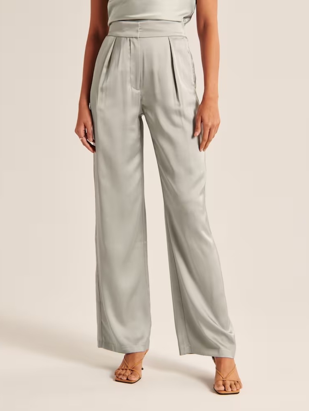 Abercrombie Satin Tailored Wide Leg Pants Light Teal Aqua Trousers Size 26